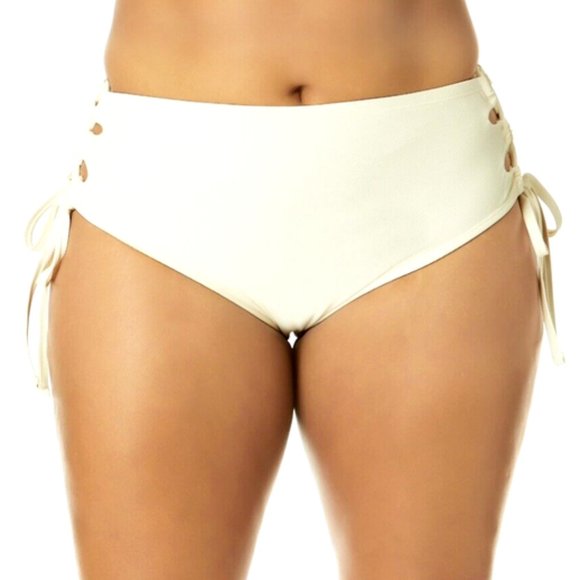 TIME TRU 1X Womens 16W-18W Cream Vanilla Dream High Waist Tie BOTTOMS NWT - Picture 3 of 9